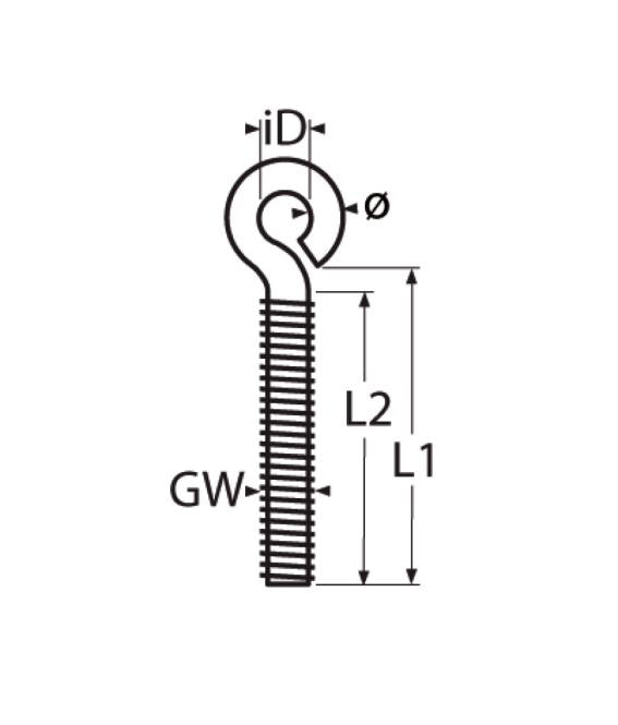 Screw eye with metr. thread AISI 304