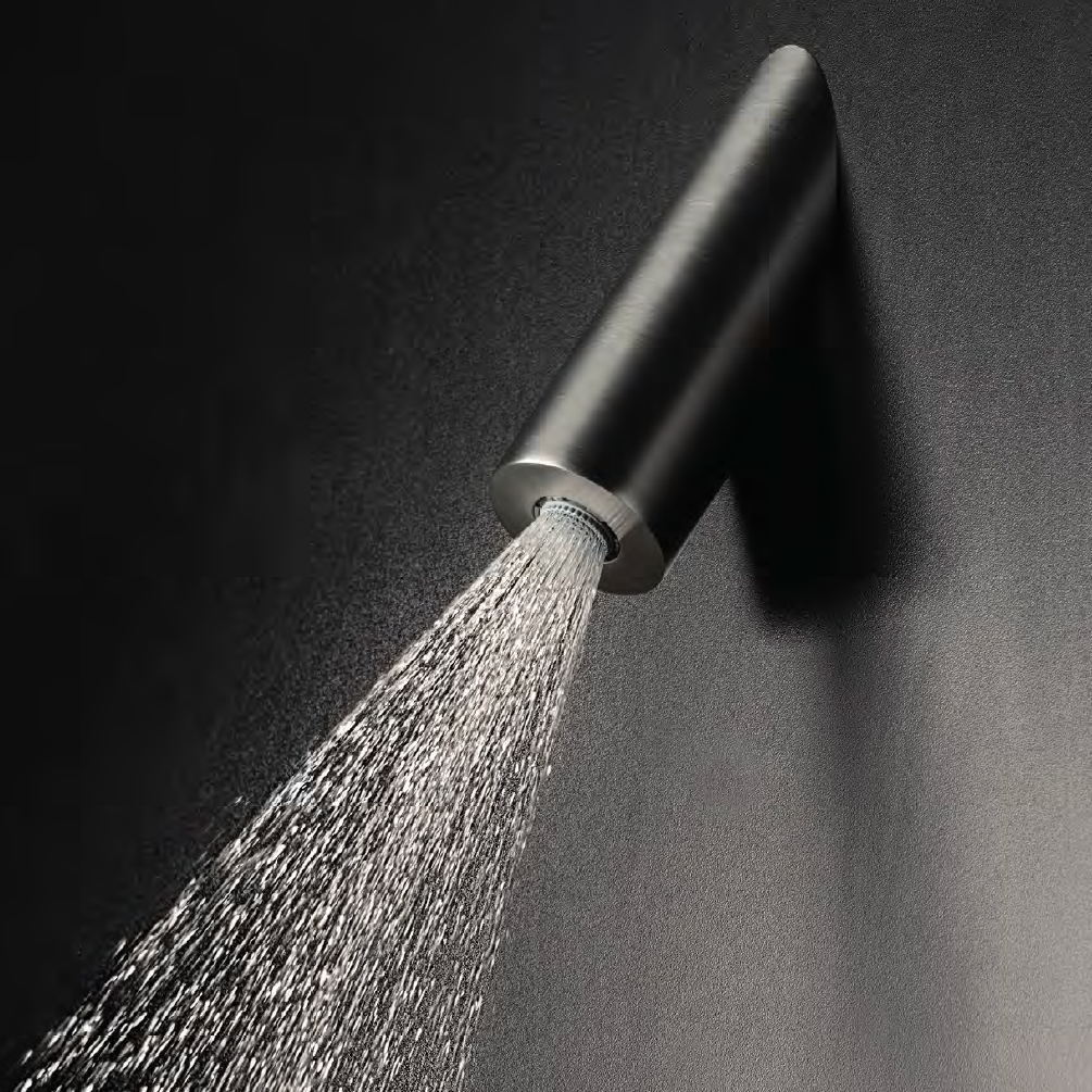 Tube inclined wall-mounted shower head